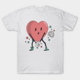 Retro Volleyball Heart Shirt, Volleyball Valentines Day Gift T-Shirt